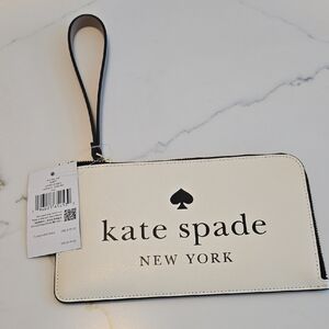 Kate Spade New York Black and Cream Wristlet